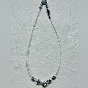 Vintage White & Silver-tone Multi-strand Beaded Necklace